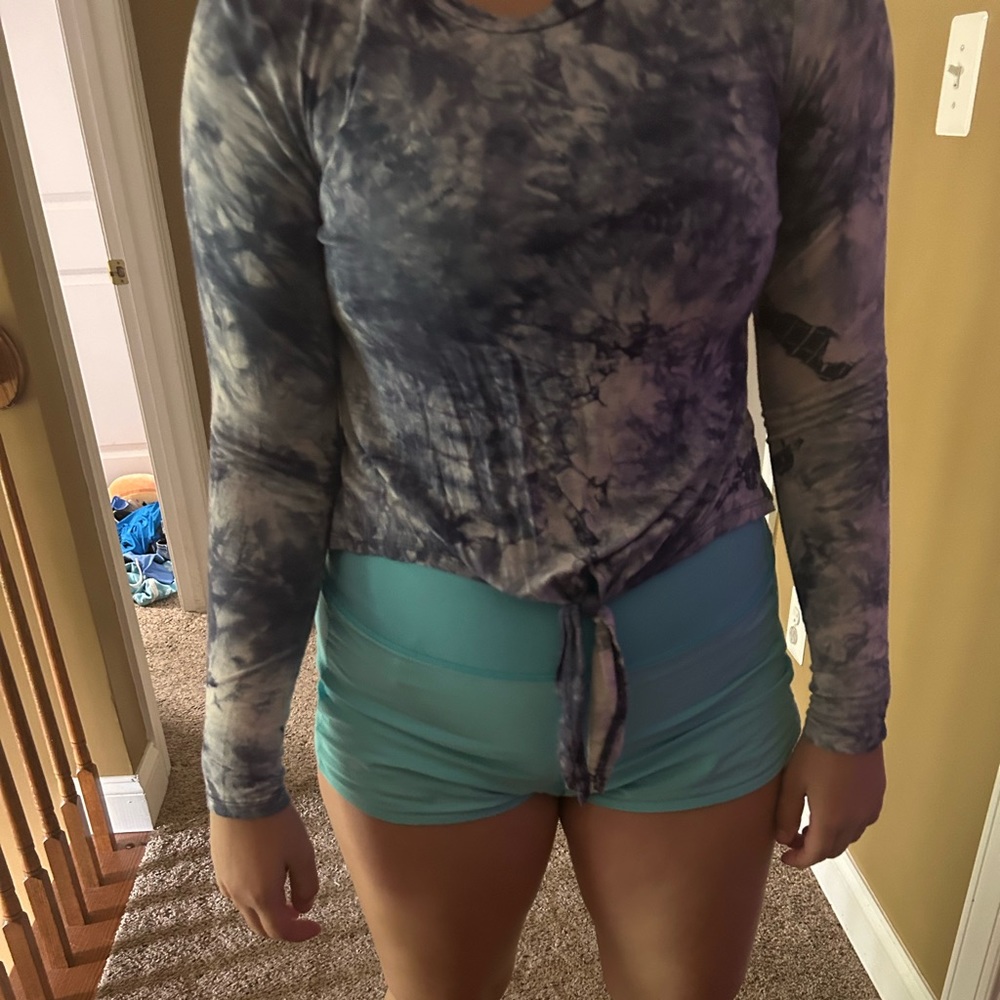 self esteem blue tie dye long soft sleeve shirt